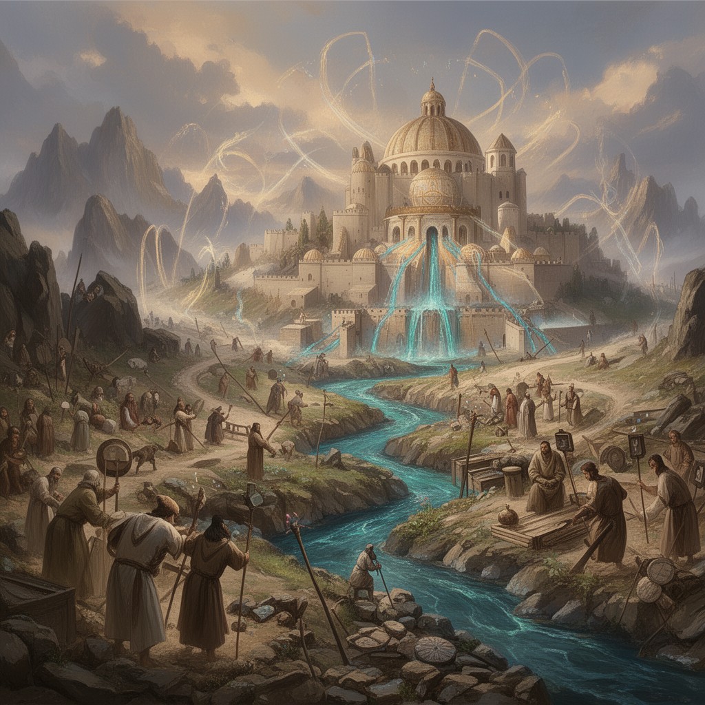 AI-generated illustration of Ezekiel 47