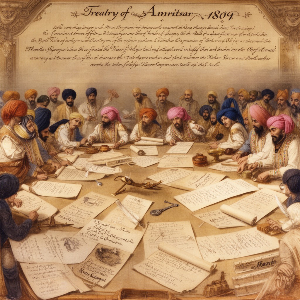 AI-generated illustration of Treaty of Amritsar (1809)