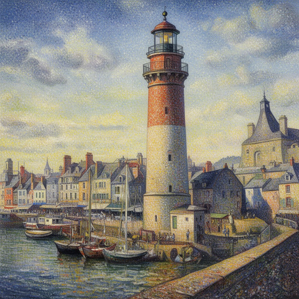 AI-generated illustration of The Lighthouse at Honfleur