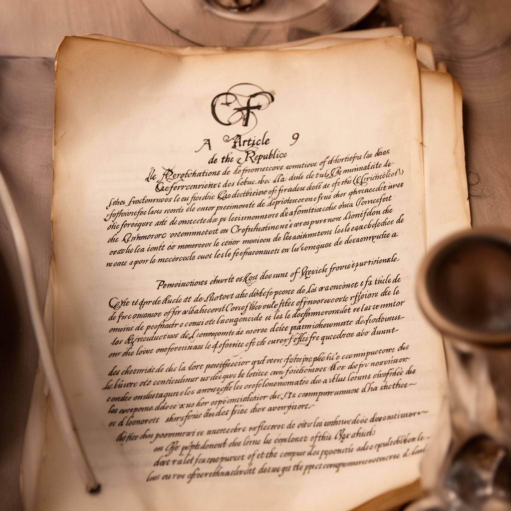 AI-generated illustration of Article 9 of the Constitution of the Fifth French Republic