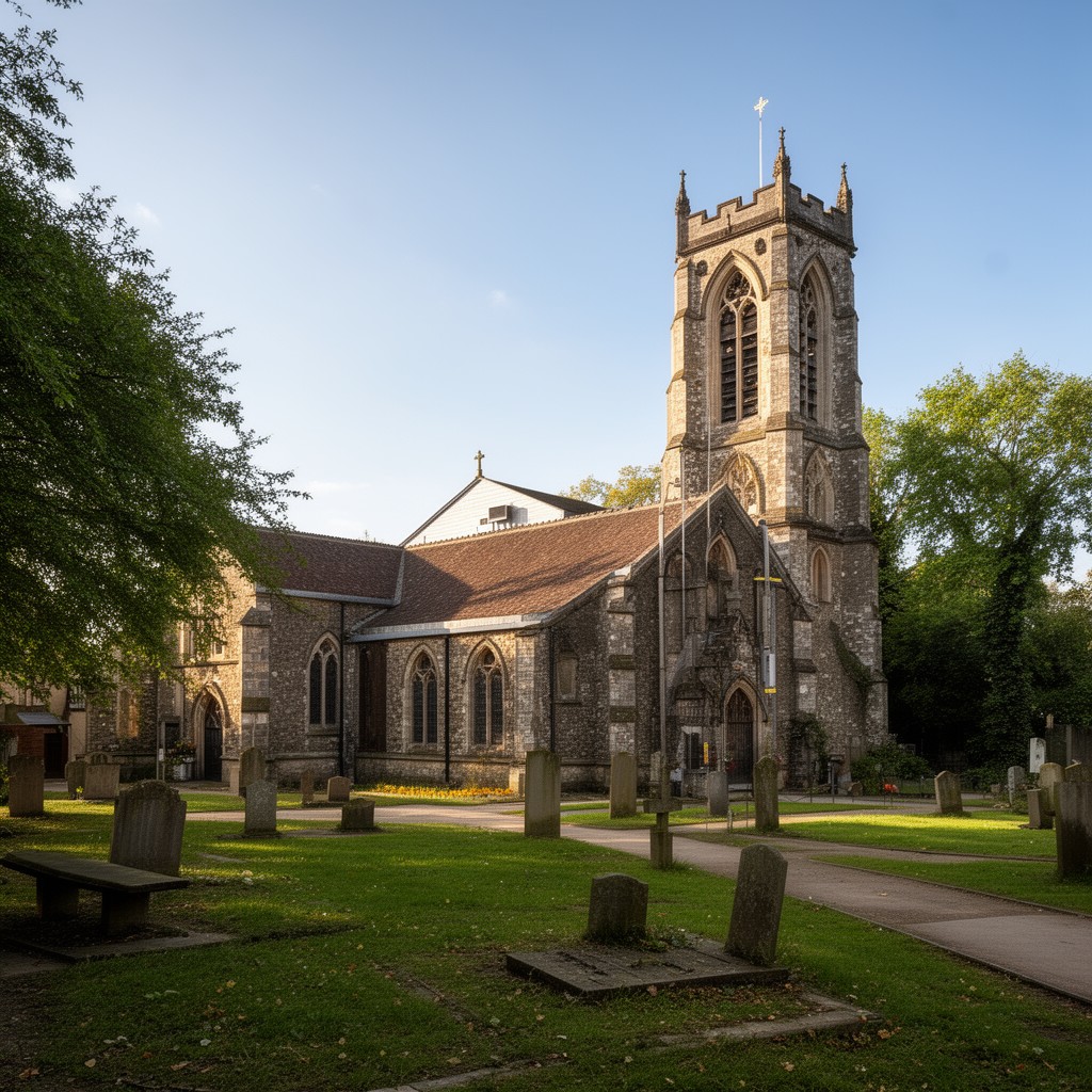 AI-generated illustration of St Lawrence’s Church, Brentford