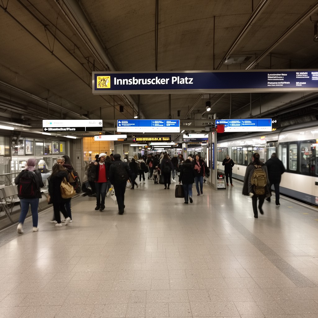 AI-generated illustration of Innsbrucker Platz station