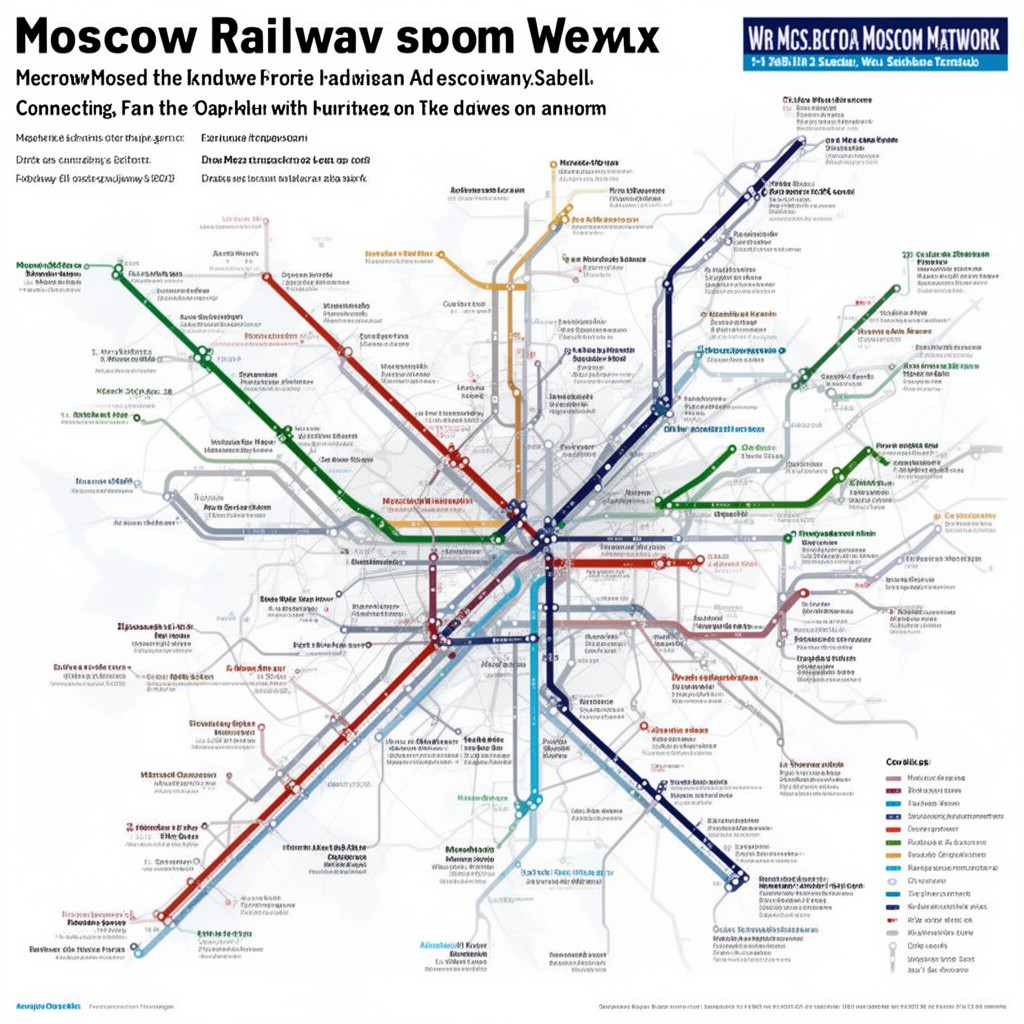AI-generated illustration of Moscow Railway suburban network