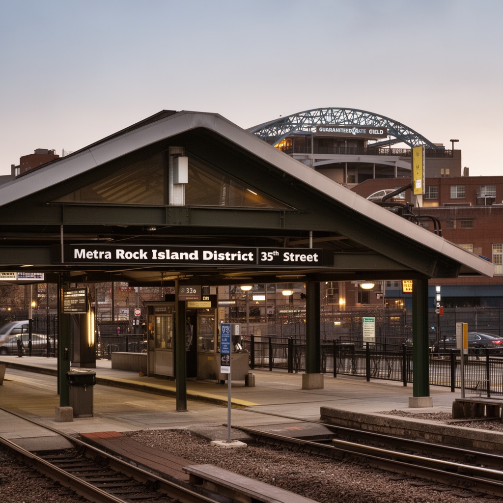 AI-generated illustration of Metra Rock Island District 35th Street station