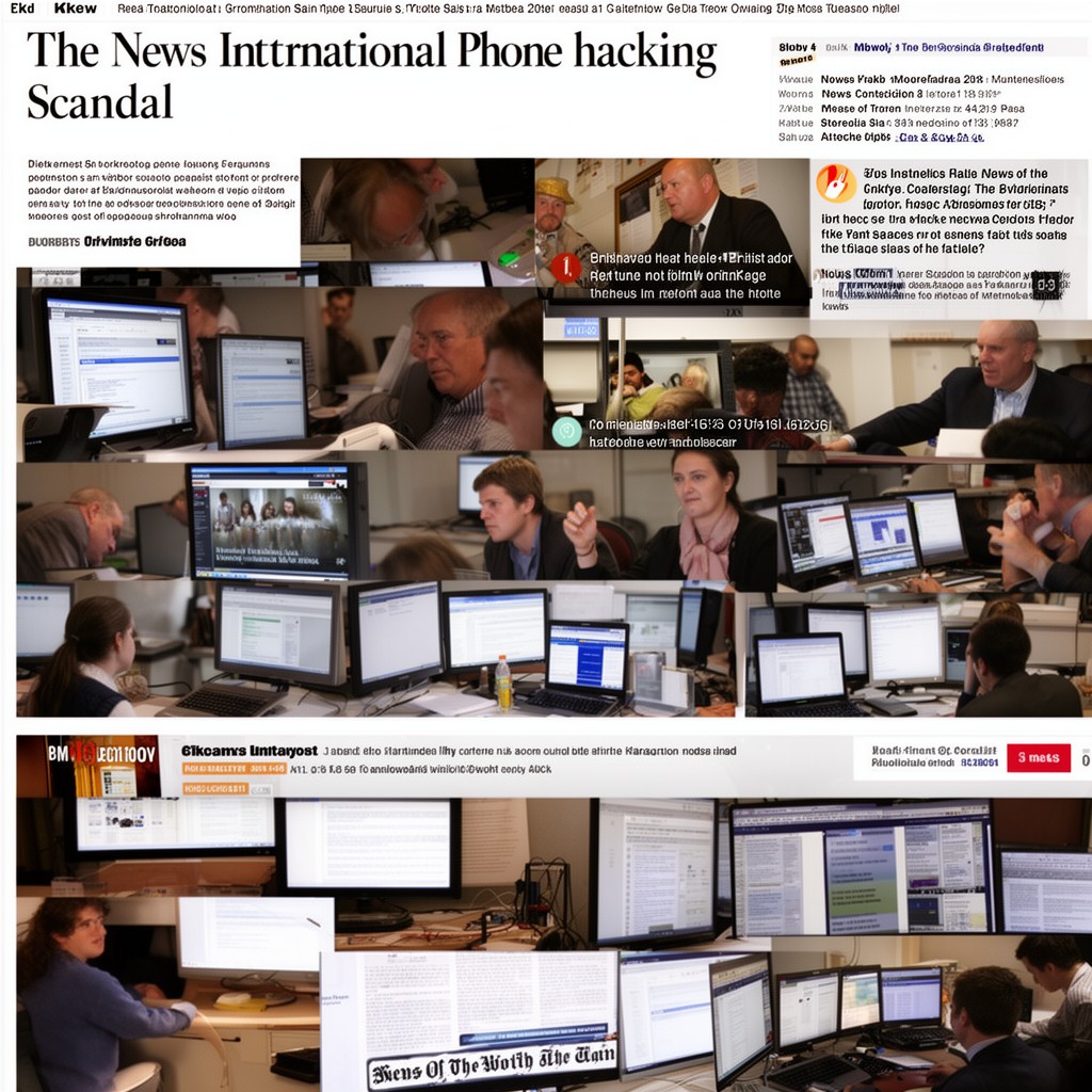 AI-generated illustration of News International phone hacking scandal