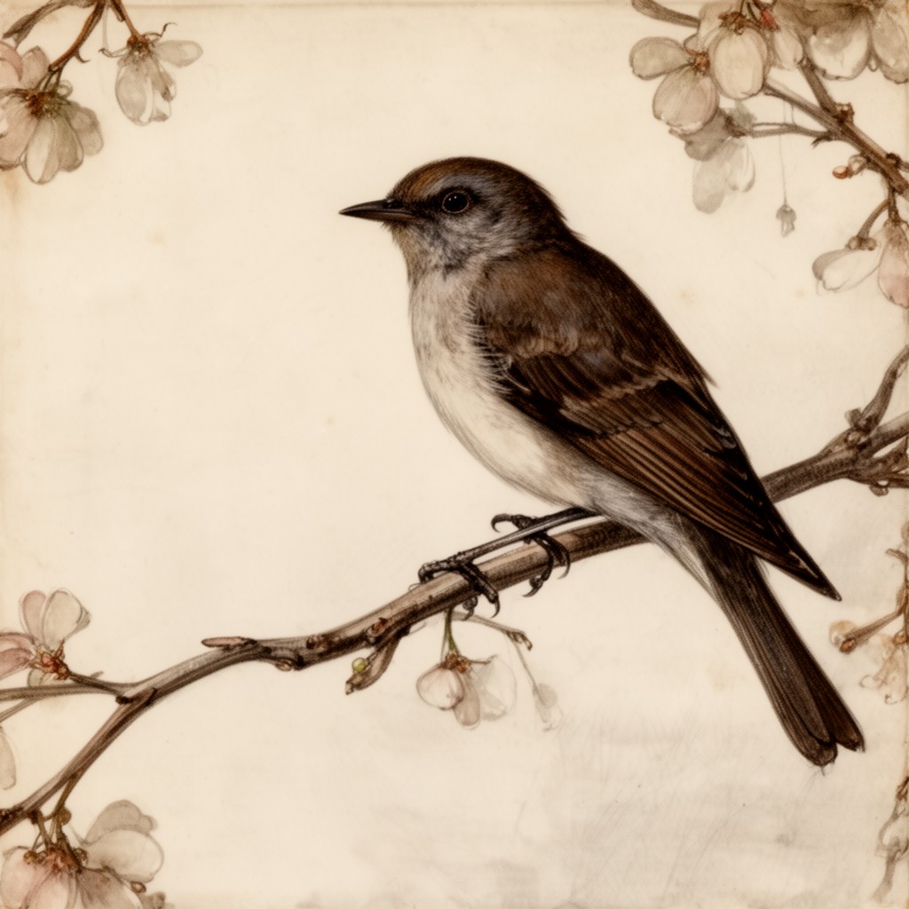 AI-generated illustration of A Bird came down the Walk