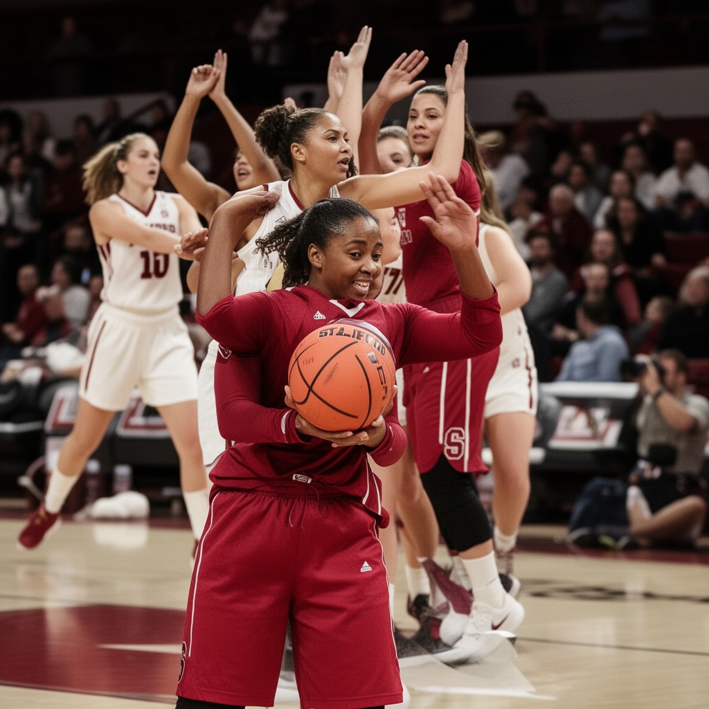 AI-generated illustration of Stanford Cardinal women’s basketball