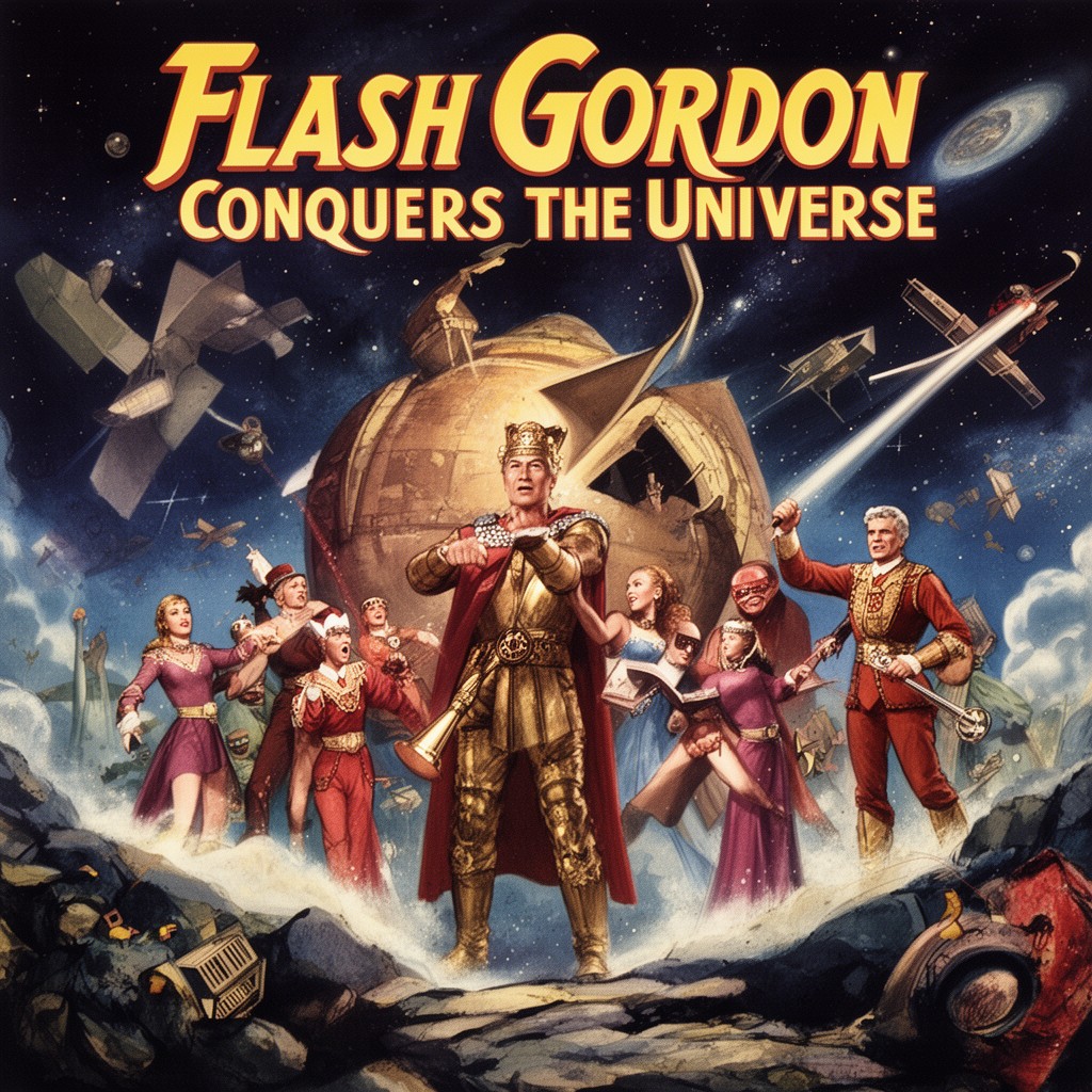 AI-generated illustration of Flash Gordon Conquers the Universe