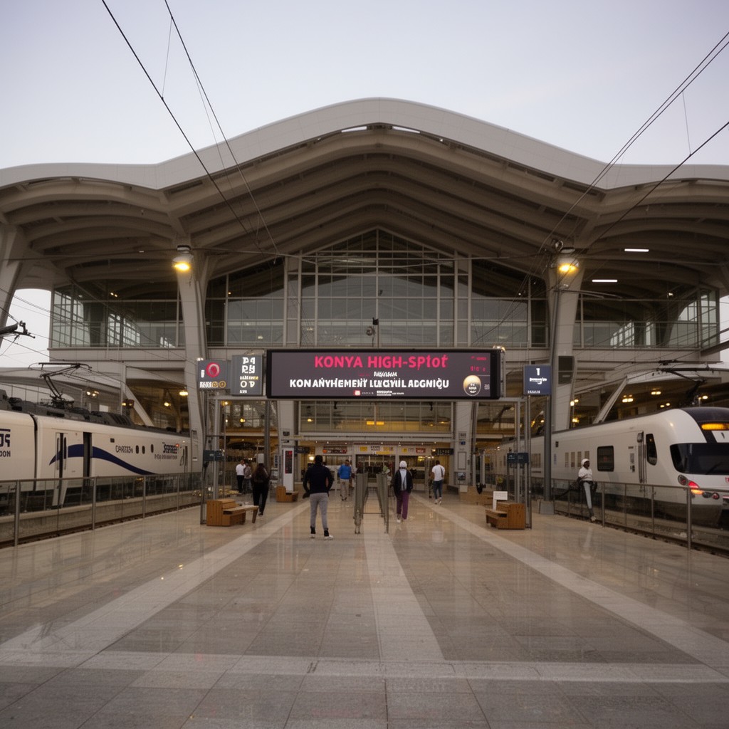 AI-generated illustration of Konya High-Speed Train Station