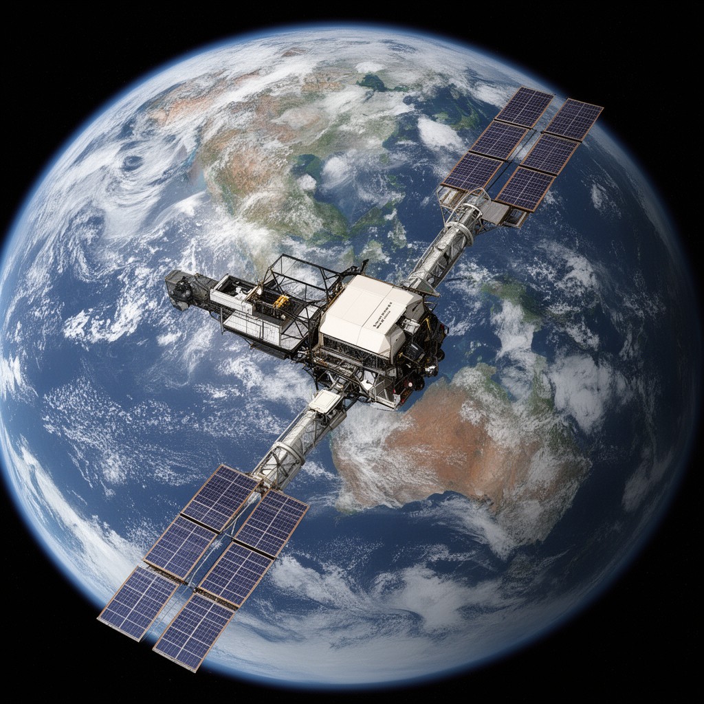 AI-generated illustration of Himawari meteorological satellites