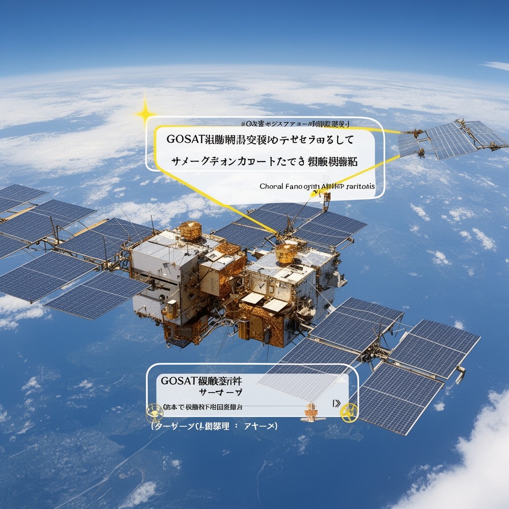 AI-generated illustration of GOSAT greenhouse gases observation satellites