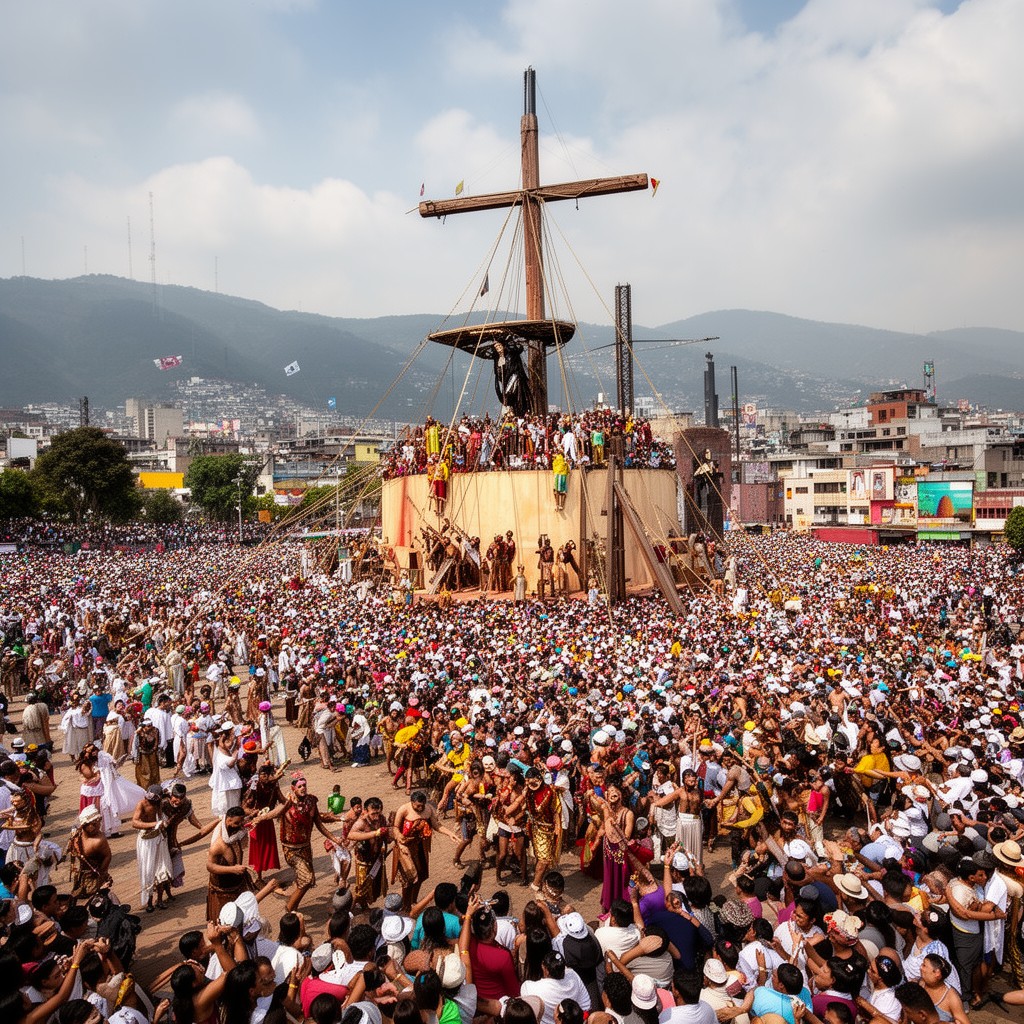 AI-generated illustration of Iztapalapa Holy Week passion play