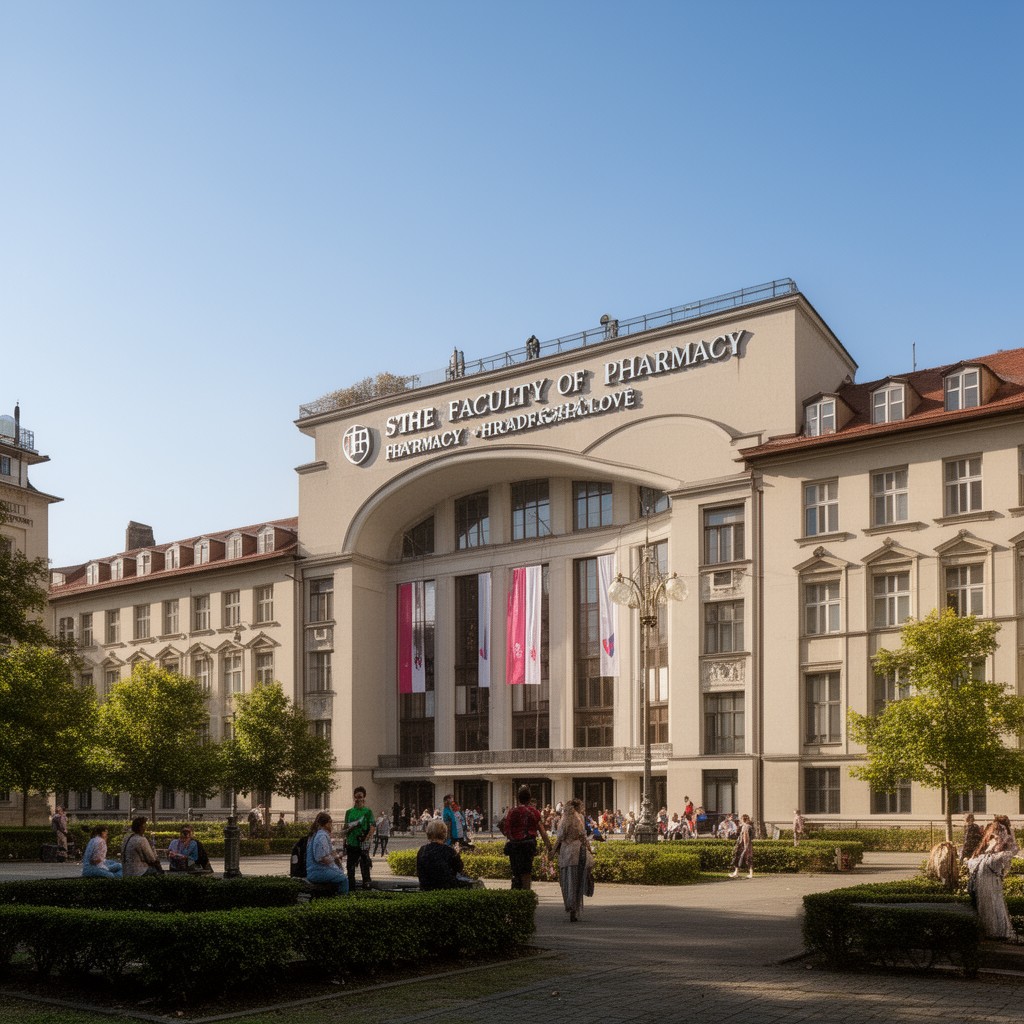 AI-generated illustration of Faculty of Pharmacy in Hradec Králové