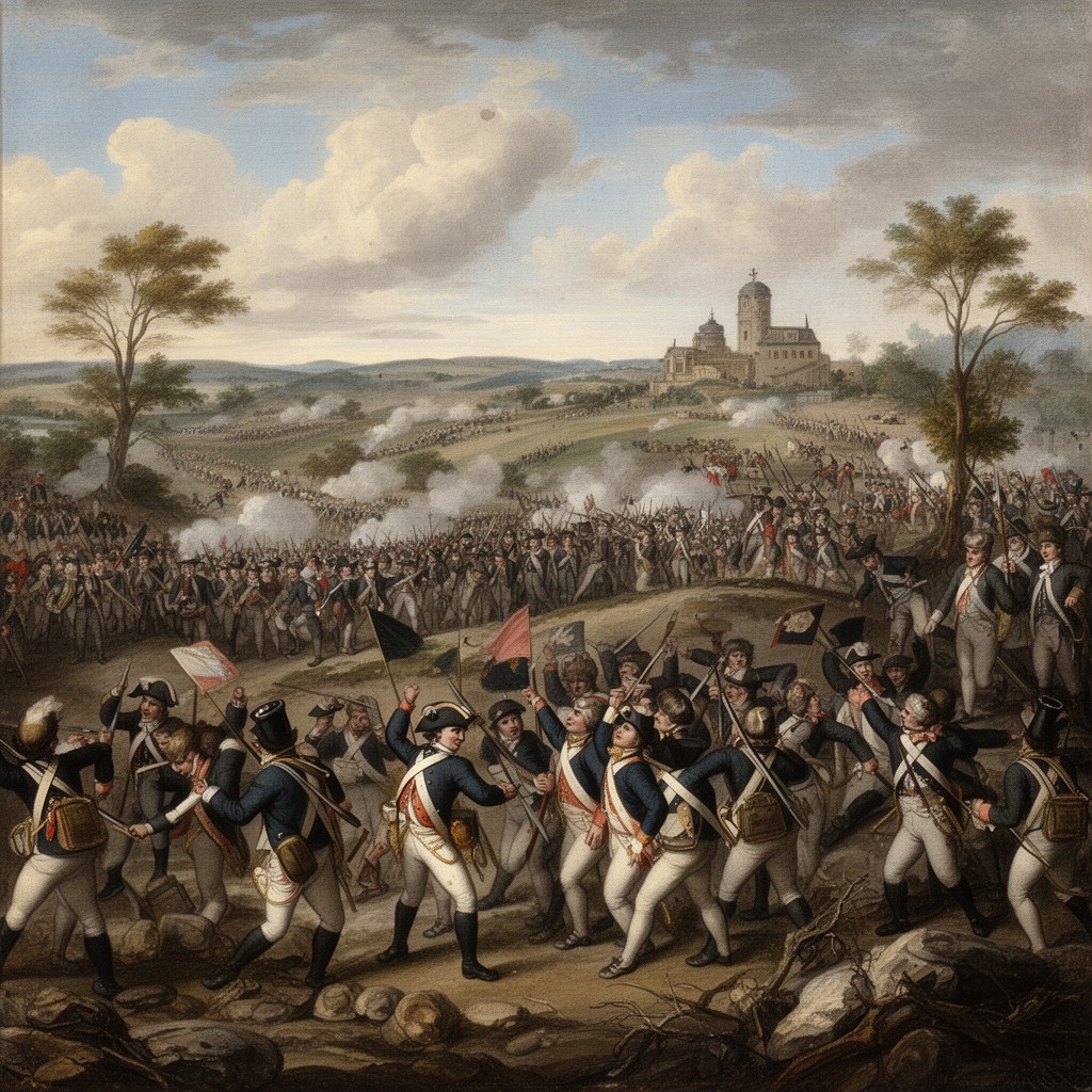 AI-generated illustration of Battle of Friedberg (1761)