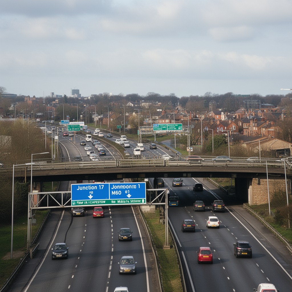 AI-generated illustration of Junction 17 of M60 motorway