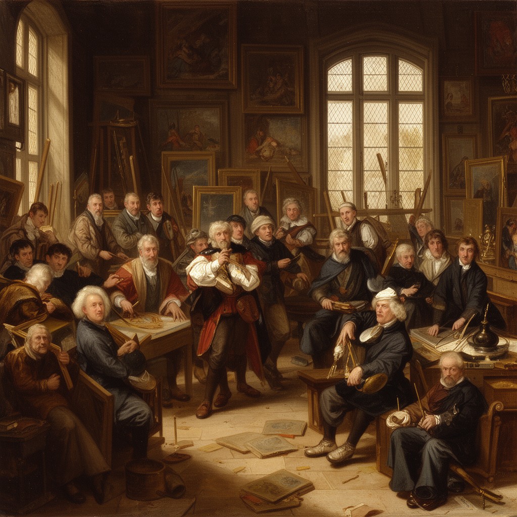 AI-generated illustration of Leiden painters’ guild