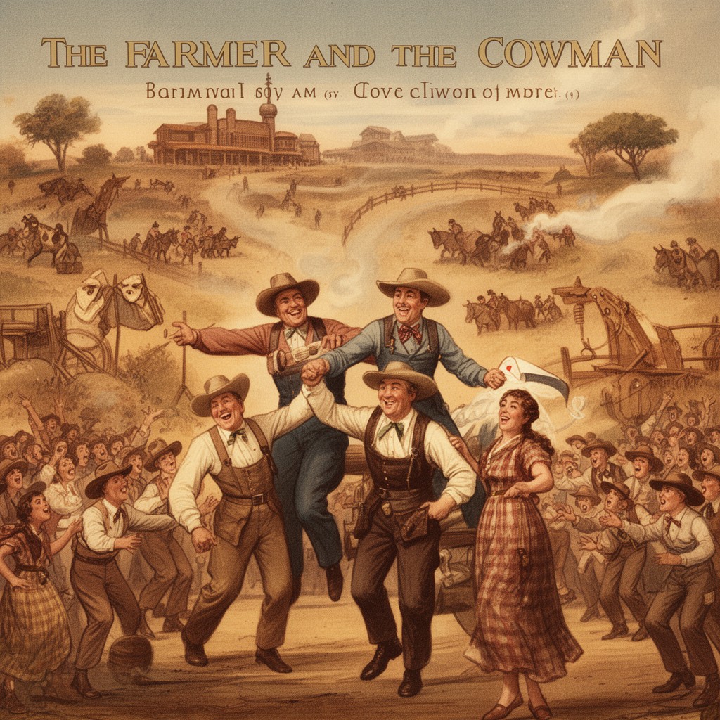 AI-generated illustration of The Farmer and the Cowman