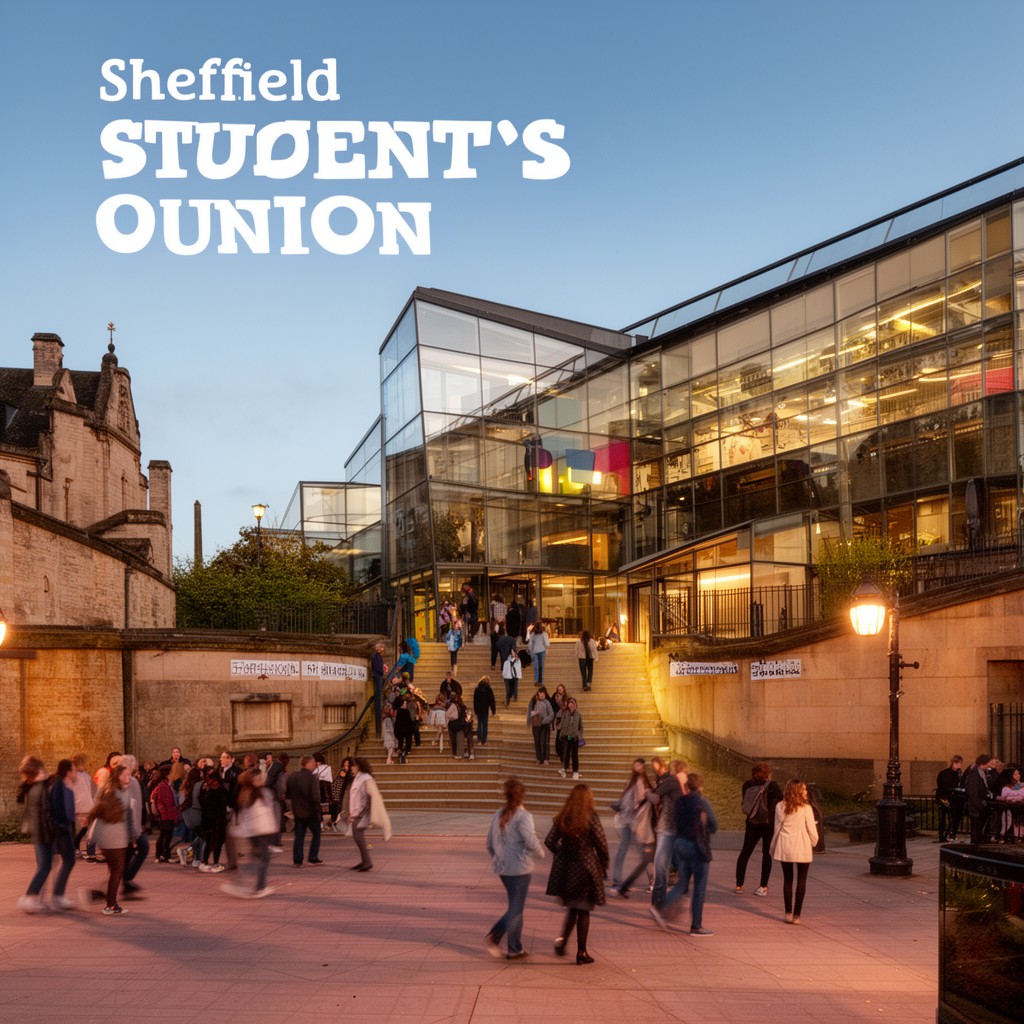 AI-generated illustration of Sheffield Students' Union