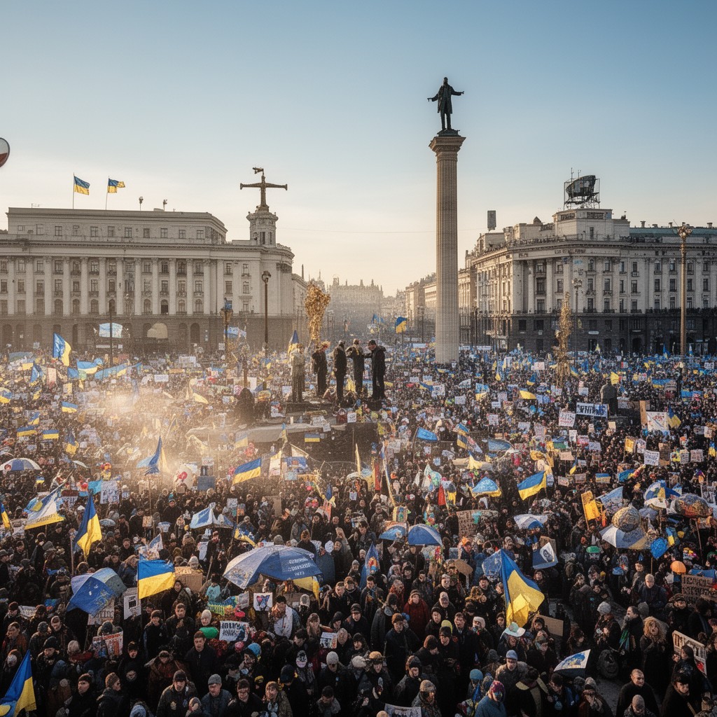 AI-generated illustration of Euromaidan