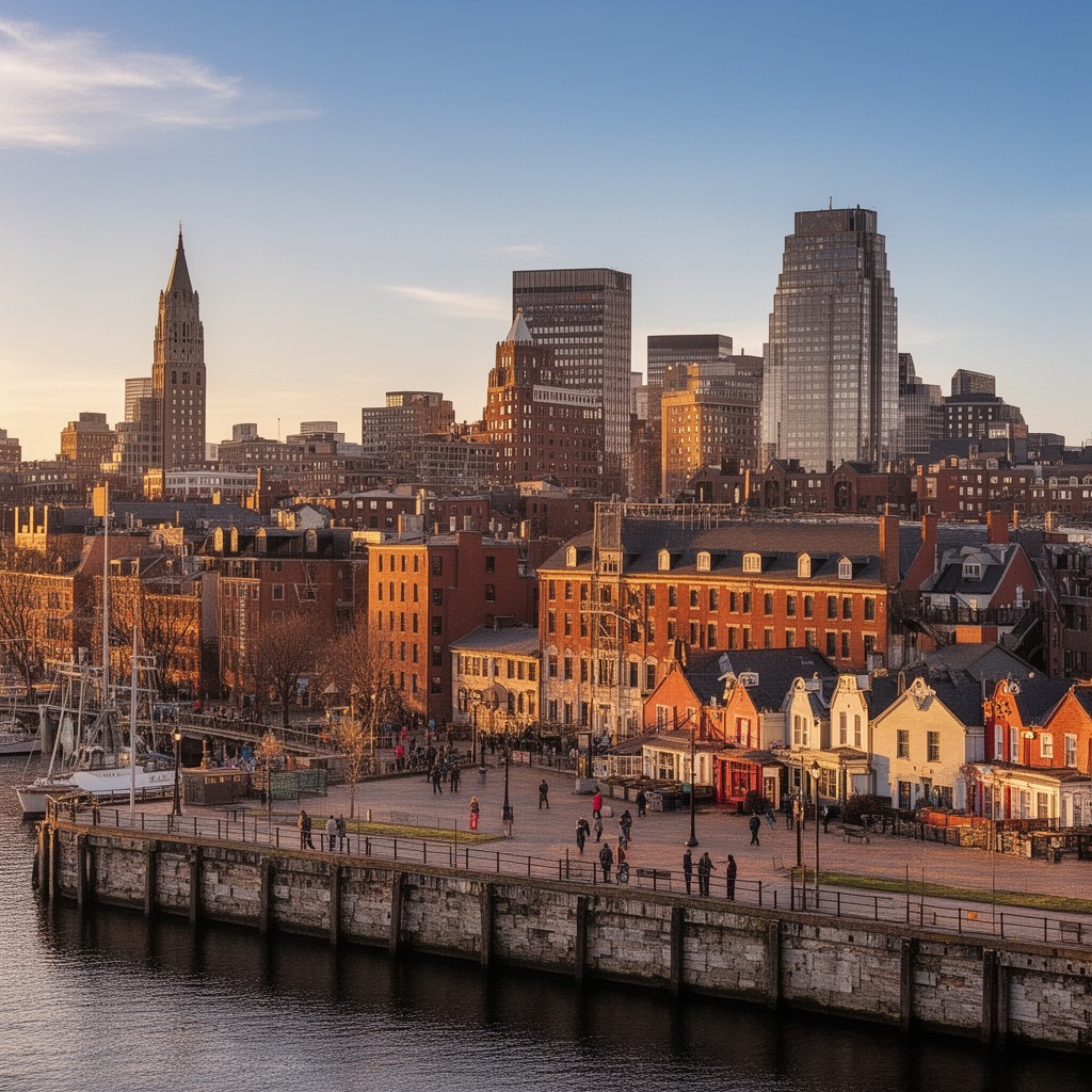 AI-generated illustration of Long Wharf, Boston