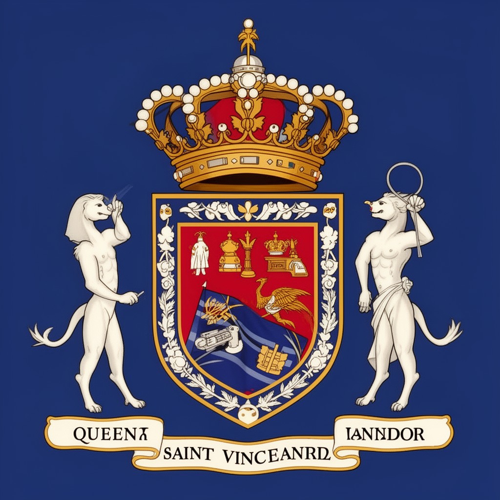 AI-generated illustration of Royal Standard of the Queen of Saint Vincent and the Grenadines
