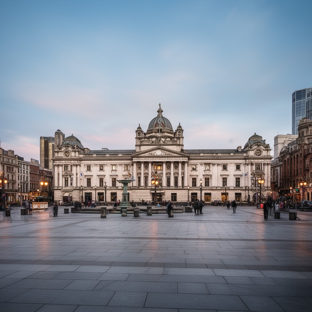 AI-generated illustration of Donegall Square, Belfast, BT1, Northern Ireland