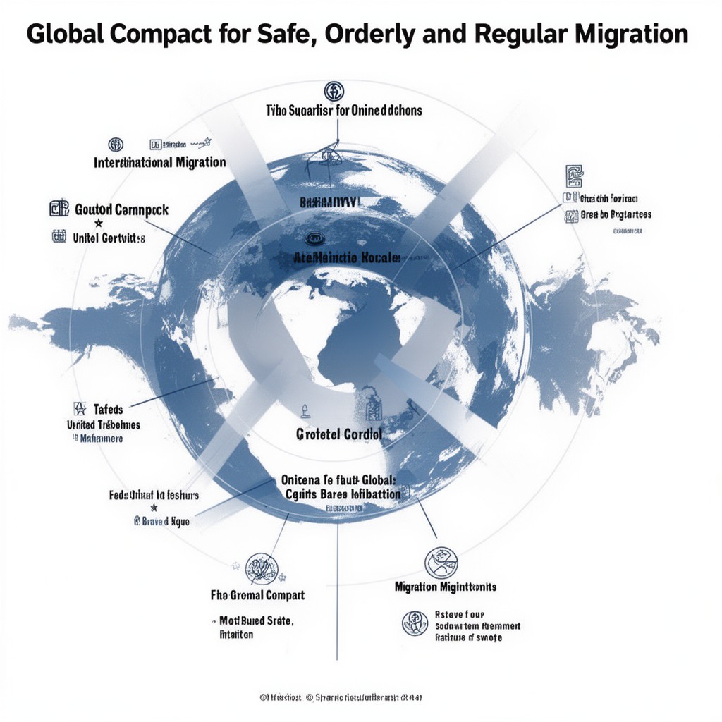 AI-generated illustration of Global Compact for Safe, Orderly and Regular Migration process