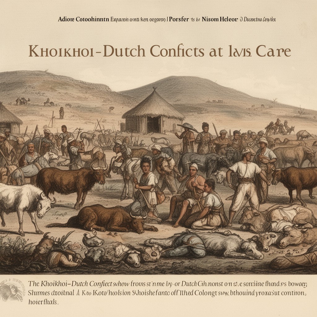 AI-generated illustration of Khoikhoi–Dutch conflicts at the Cape