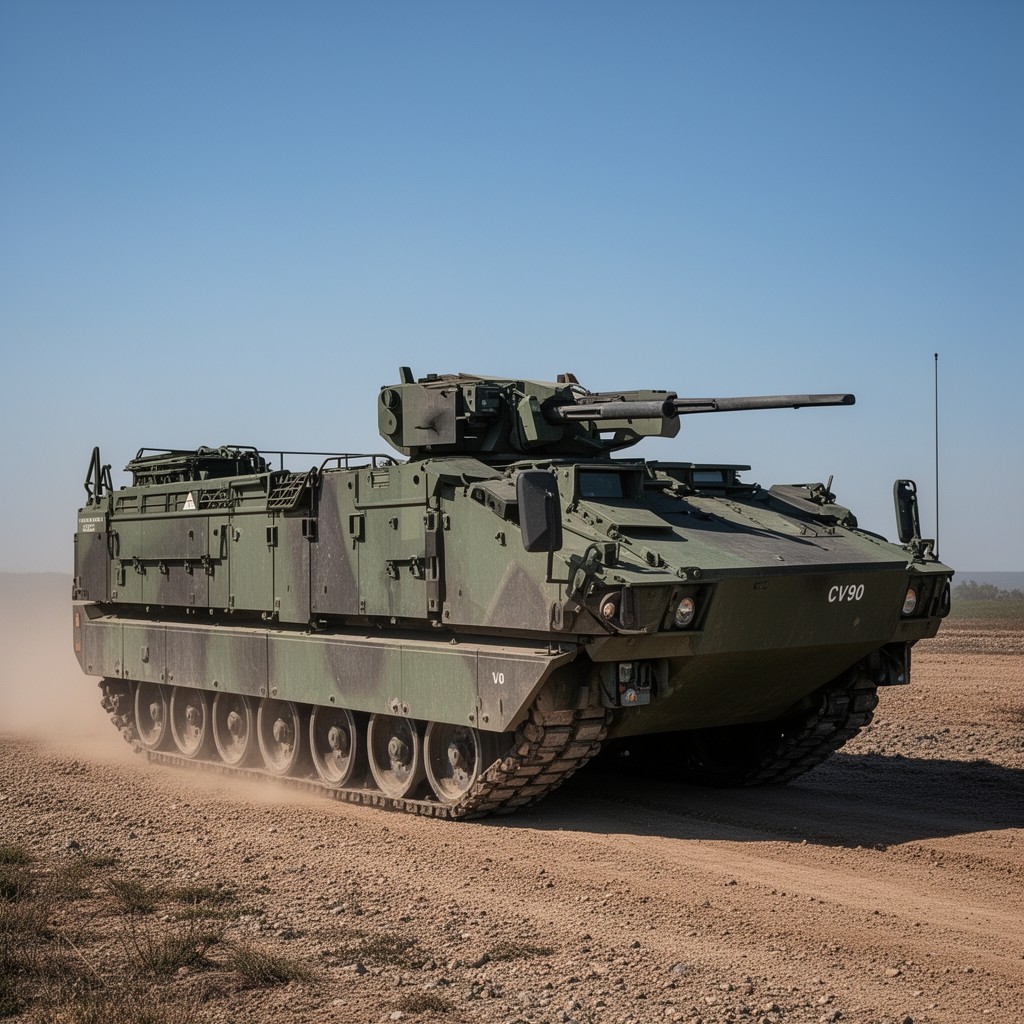 AI-generated illustration of CV90 infantry fighting vehicle