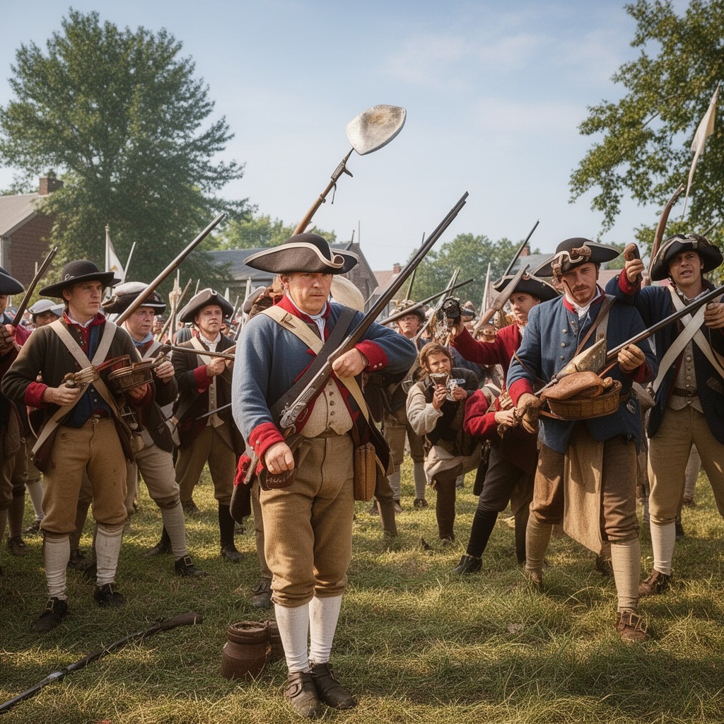 AI-generated illustration of New England colonial militias