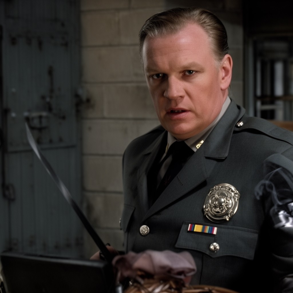 AI-generated illustration of Captain Byron Hadley in The Shawshank Redemption