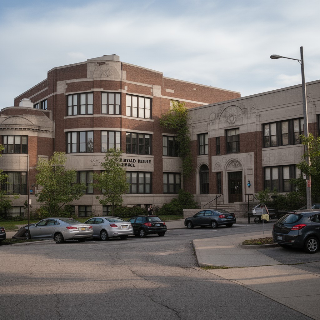 AI-generated illustration of Broad Ripple High School