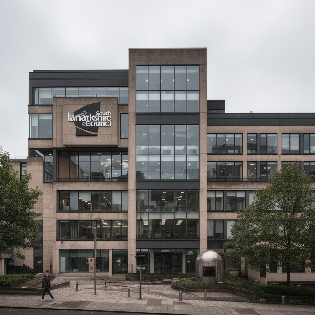 AI-generated illustration of South Lanarkshire Council headquarters