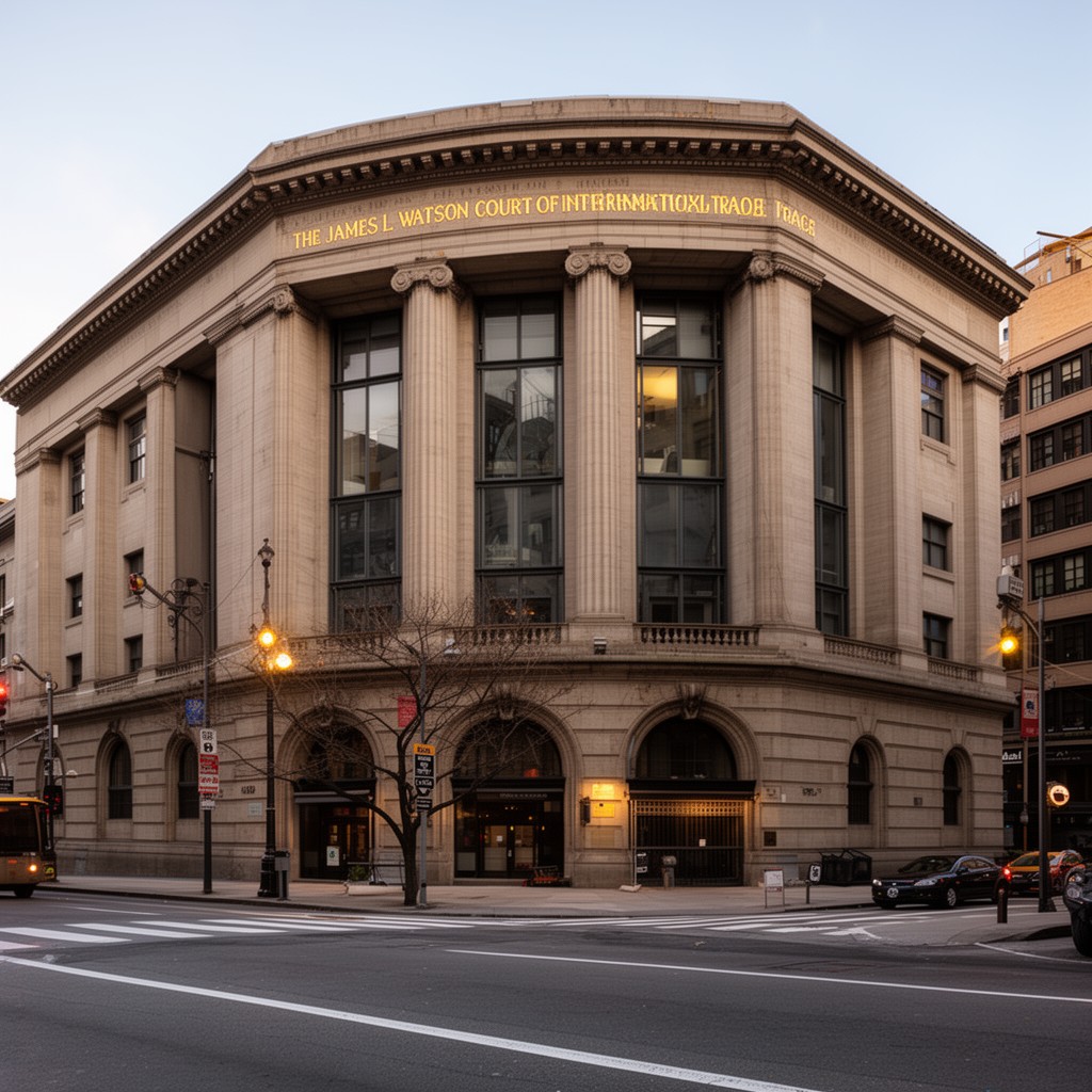 AI-generated illustration of James L. Watson Court of International Trade Building
