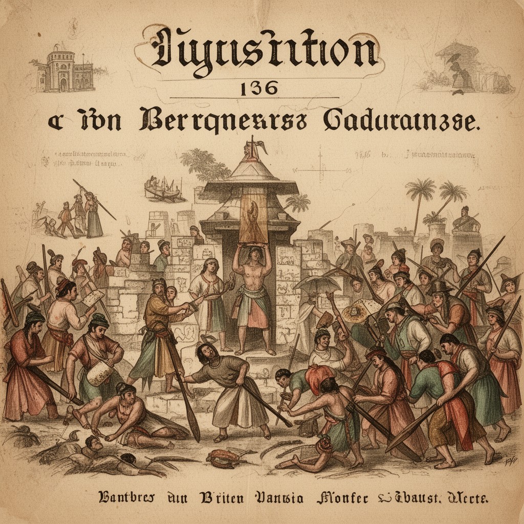 AI-generated illustration of Spanish conquest of Yucatán