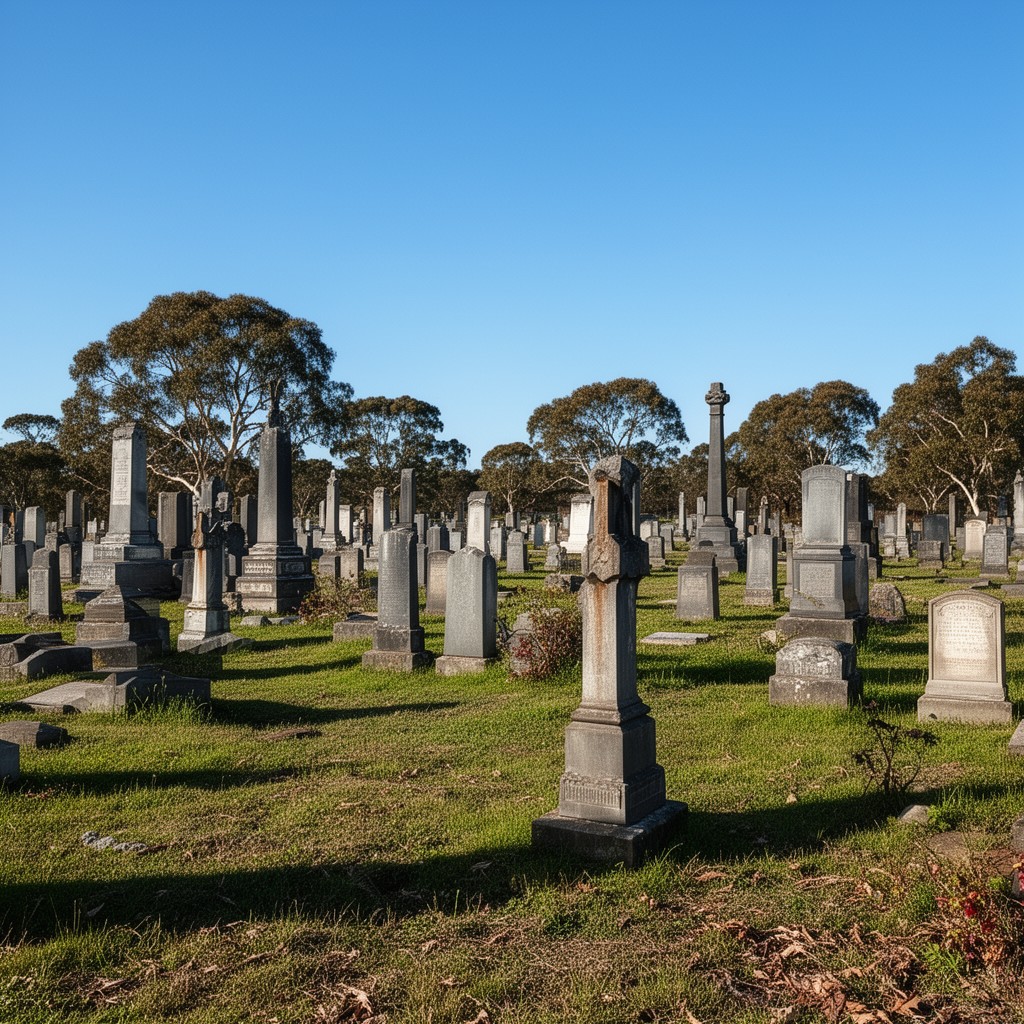 AI-generated illustration of Fawkner Cemetery, Melbourne, Victoria, Australia