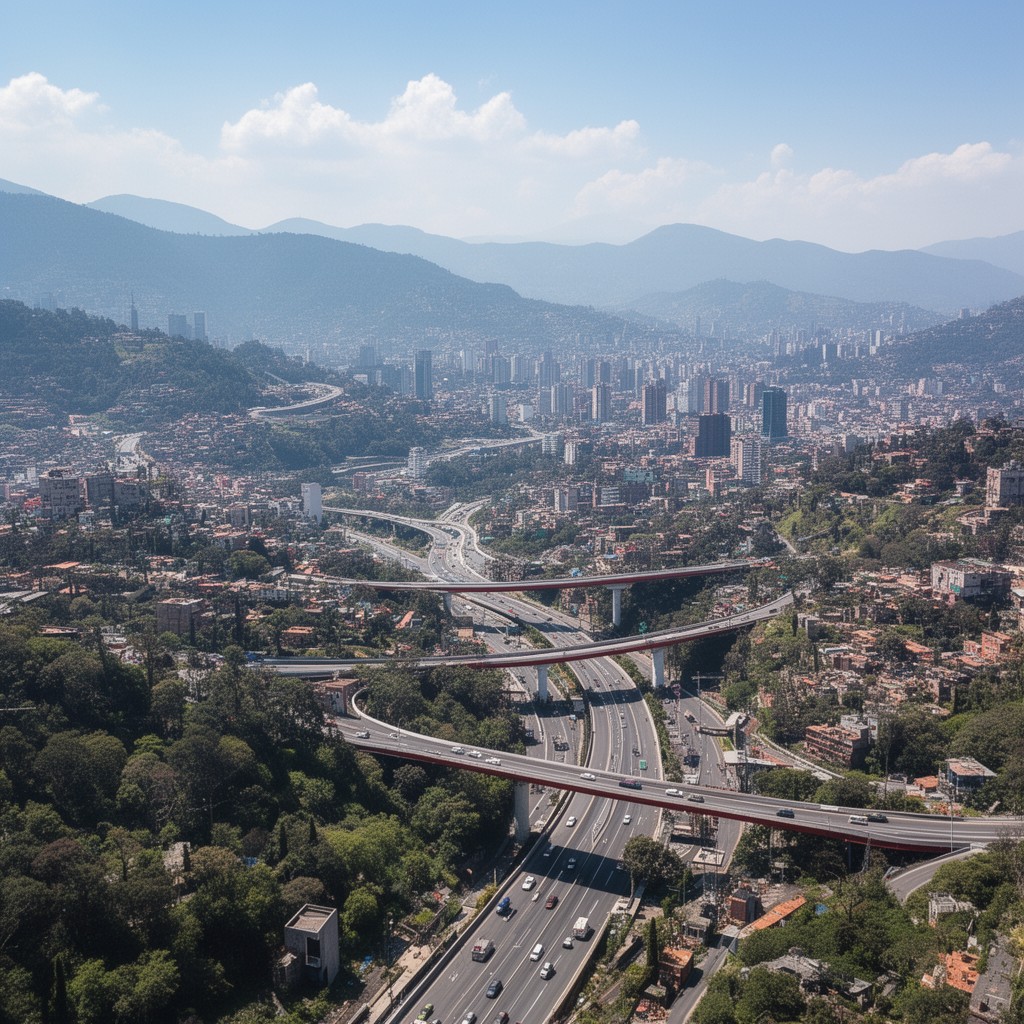 AI-generated illustration of Santa Fe–Cuajimalpa road network