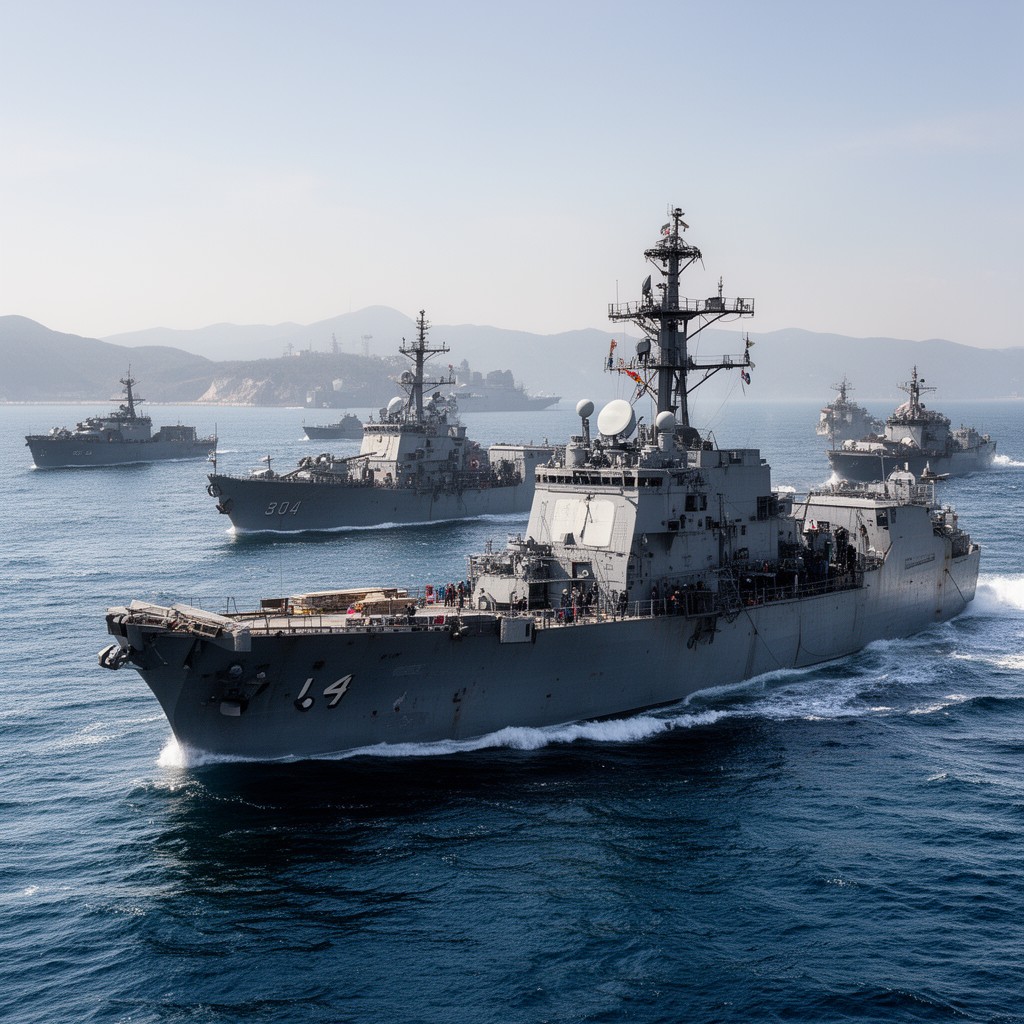 AI-generated illustration of UN naval forces