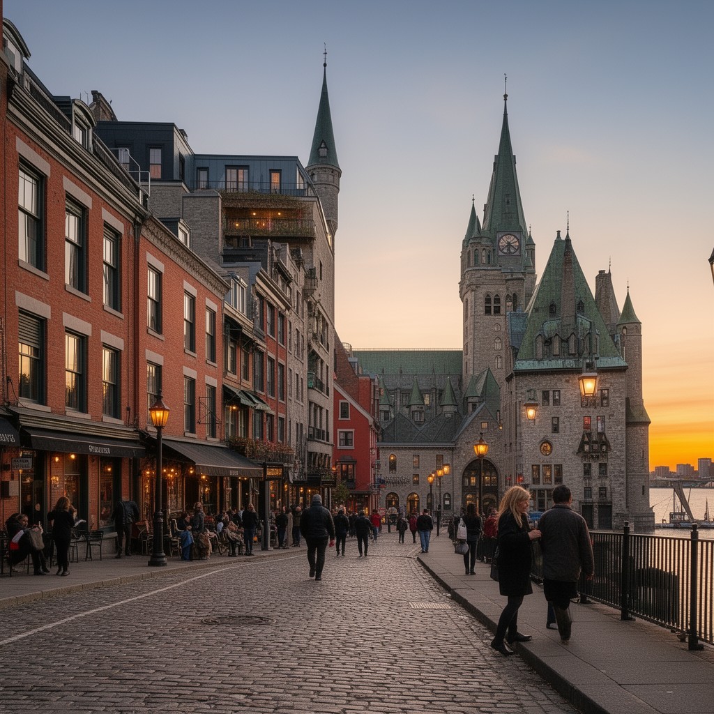 AI-generated illustration of Old Montreal