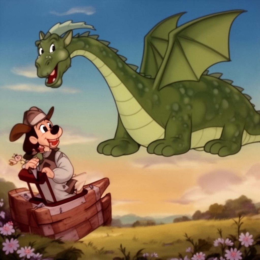 AI-generated illustration of The Reluctant Dragon