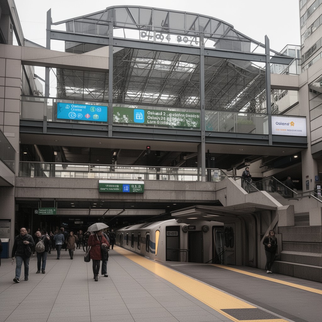 AI-generated illustration of Oakland City Center/12th Street station