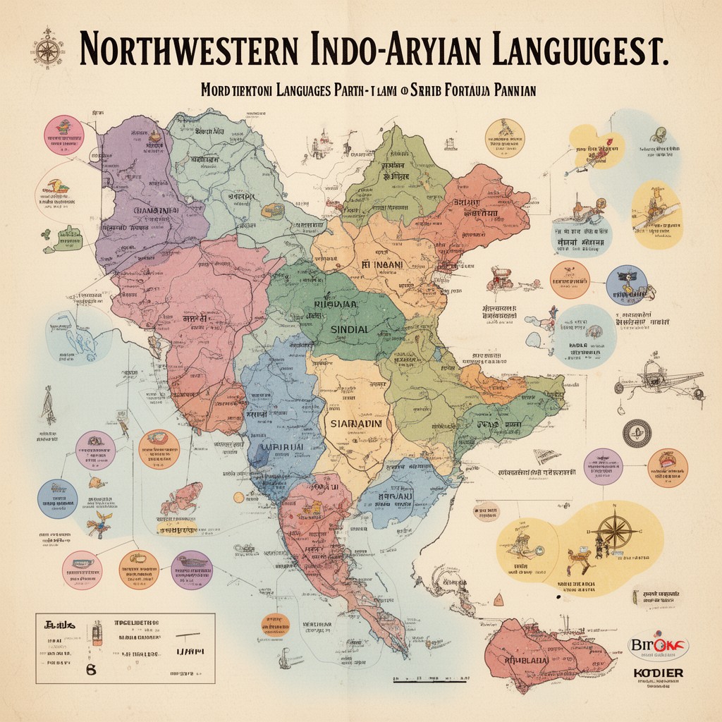 AI-generated illustration of Northwestern Indo-Aryan languages
