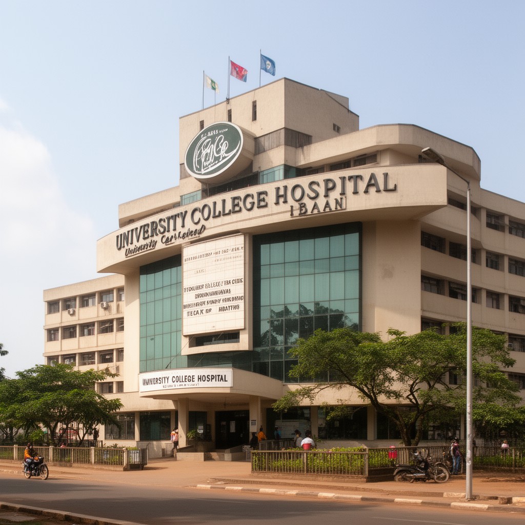 AI-generated illustration of University College Hospital, Ibadan