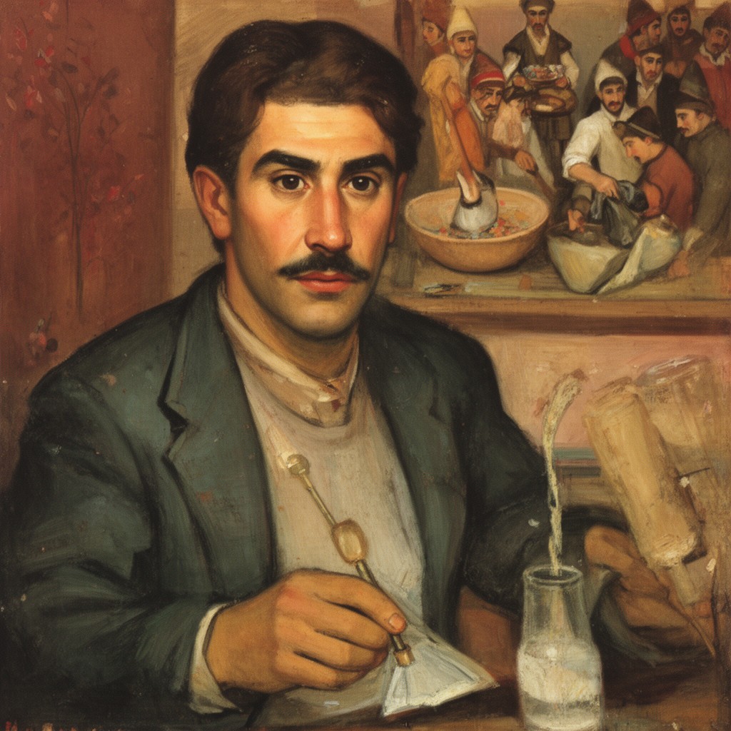 AI-generated illustration of Niko Pirosmani