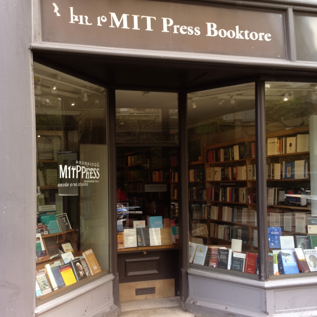 AI-generated illustration of MIT Press Bookstore