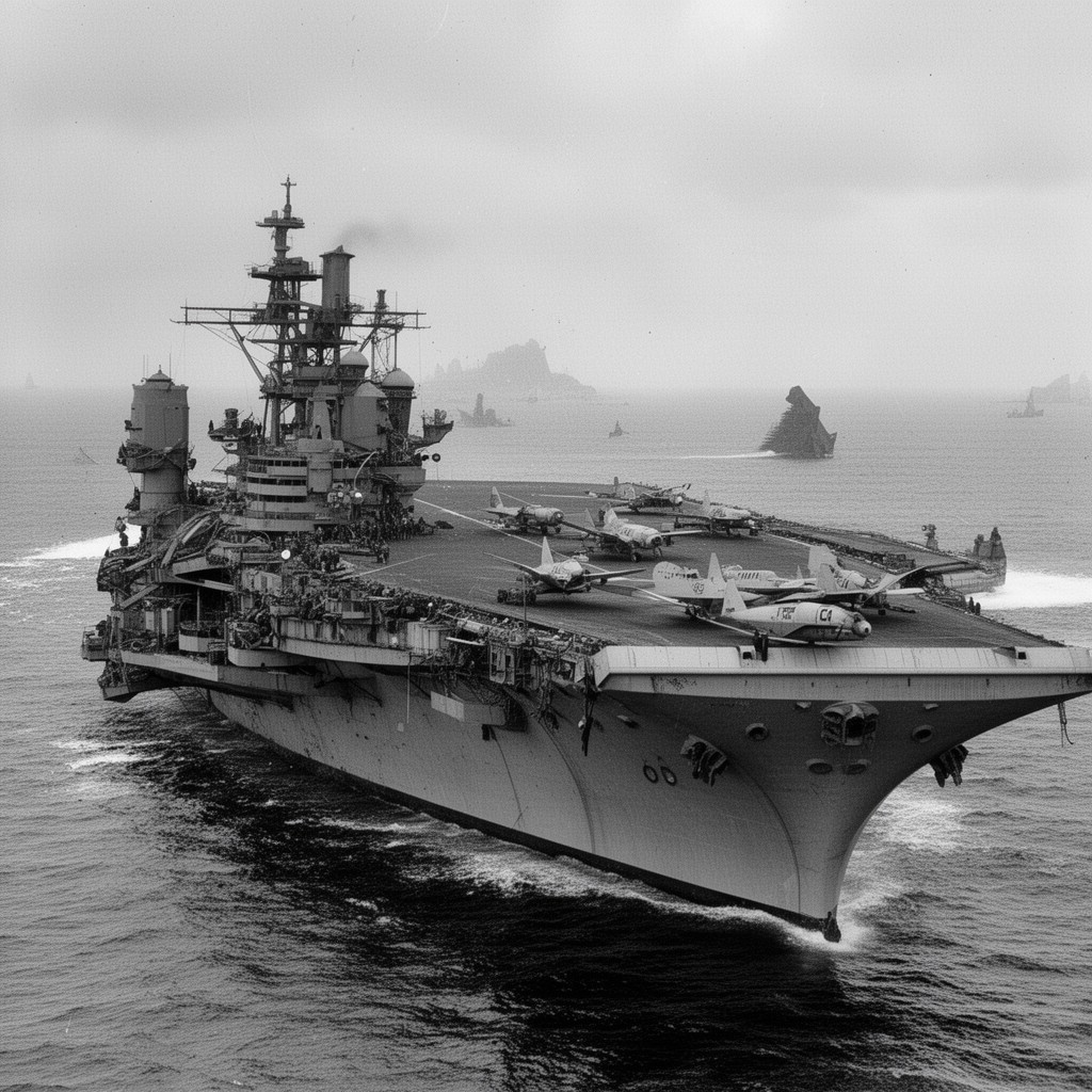 AI-generated illustration of USS Essex (CV-9)