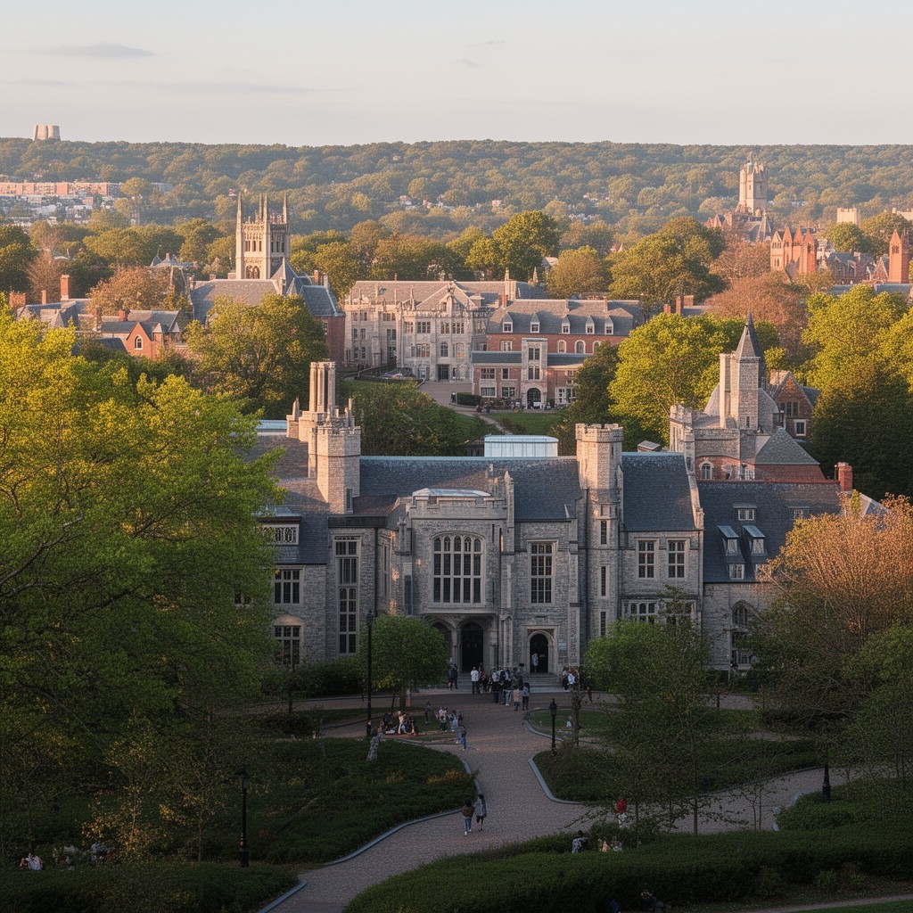 AI-generated illustration of Chestnut Hill campus