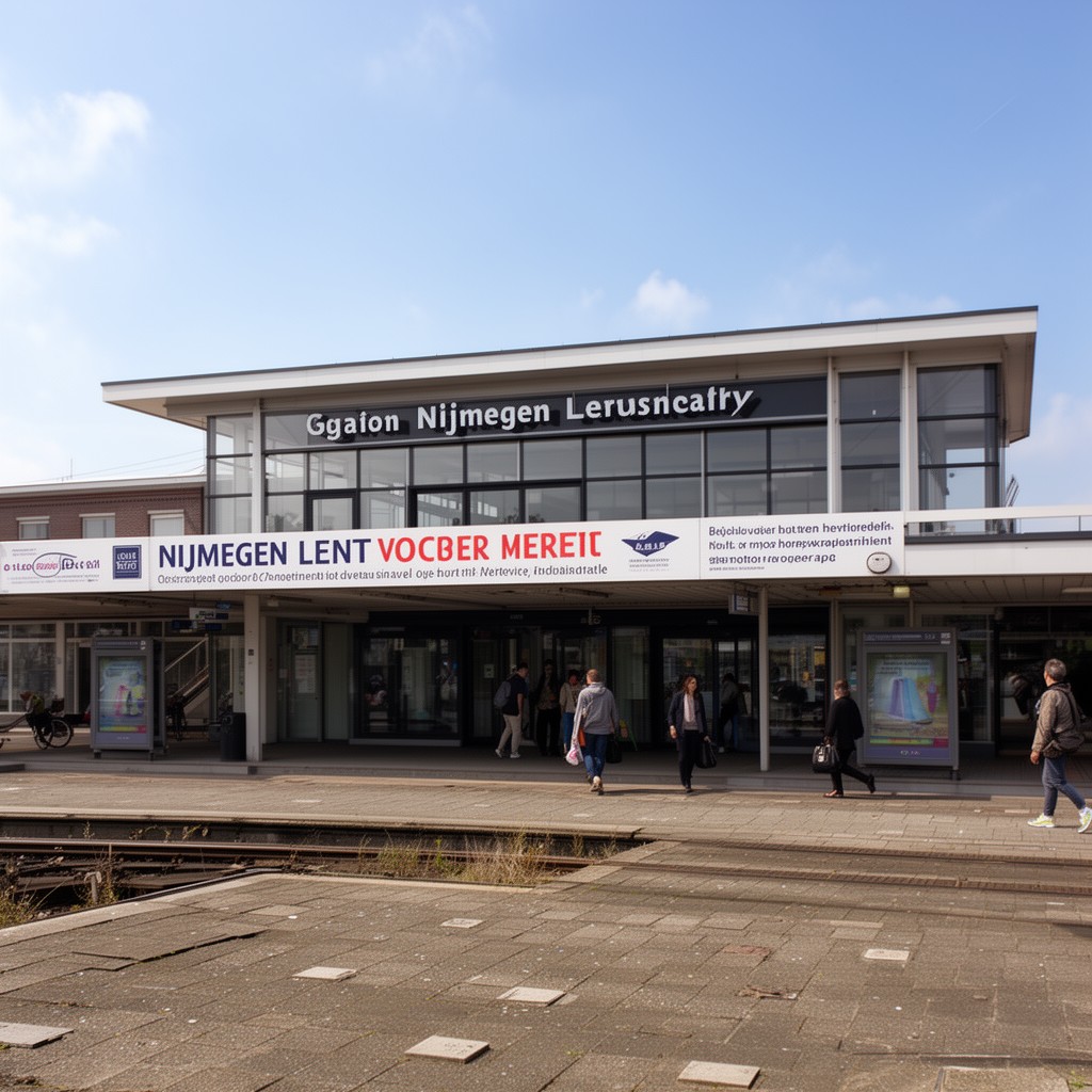 AI-generated illustration of Nijmegen Lent railway station