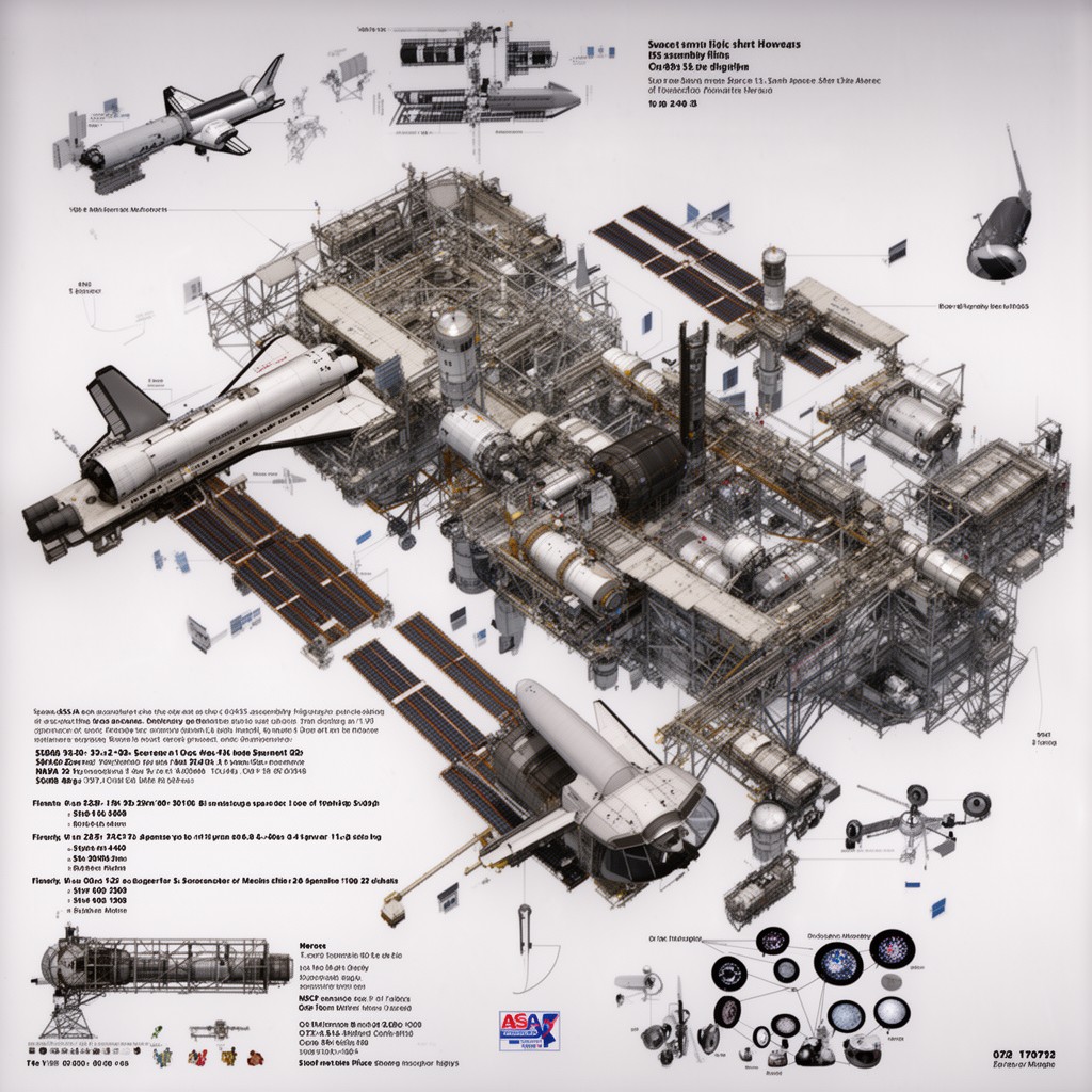 AI-generated illustration of Space Shuttle ISS assembly flights