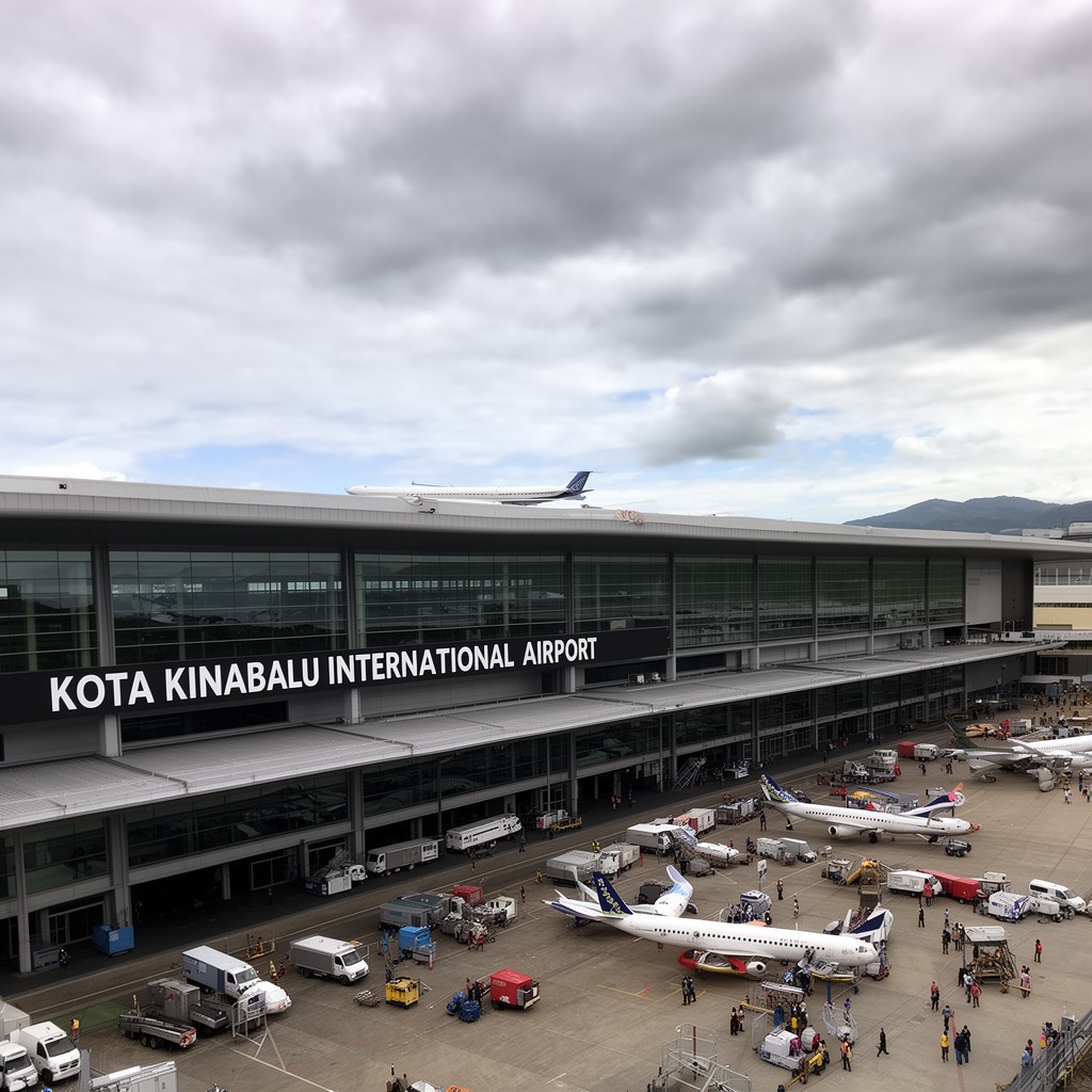 AI-generated illustration of Kota Kinabalu International Airport